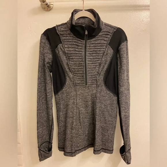 Lululemon Run Your Heart Out Pullover Heathered Black Size 10 - Picture 1 of 9
